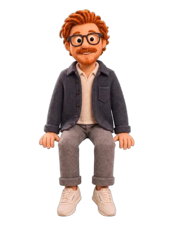 Felt character of Caleb waving
